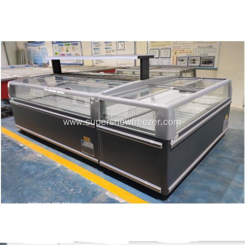 Four side horizontal glass freezer display Island Freezer